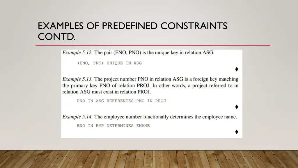 examples of predefined constraints contd
