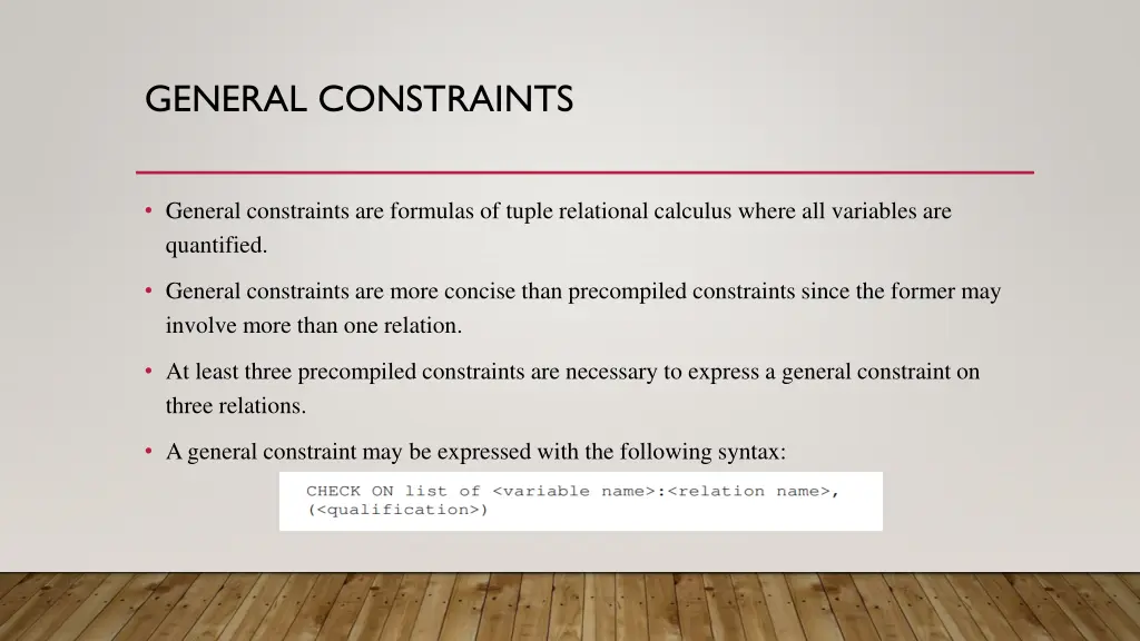 general constraints