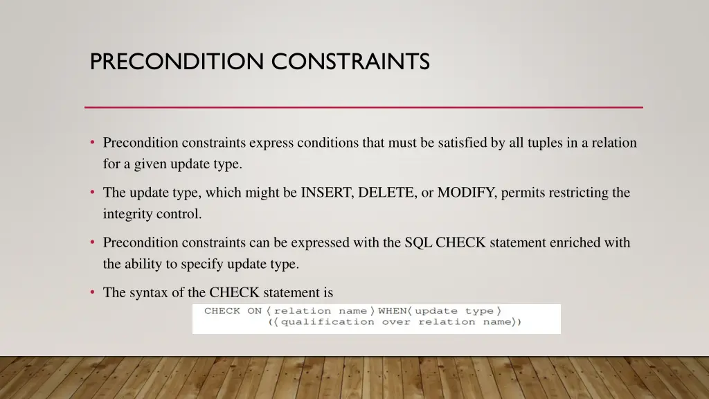 precondition constraints