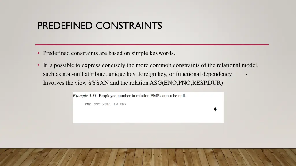 predefined constraints