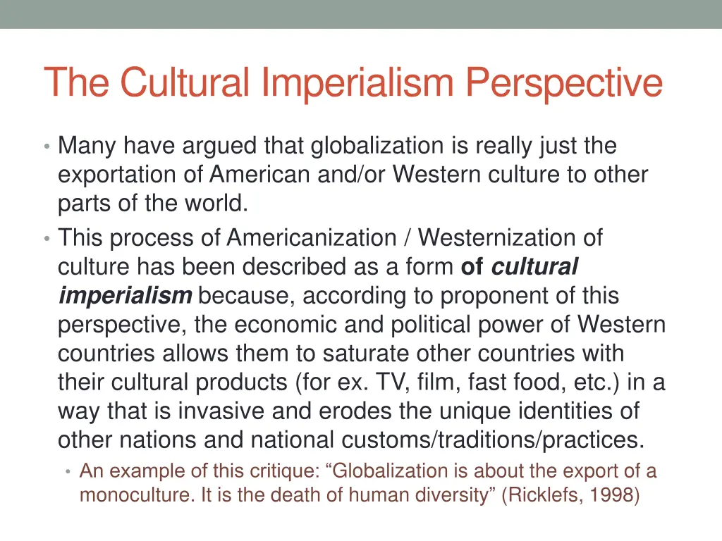 the cultural imperialism perspective