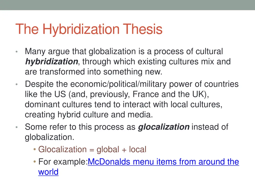 the hybridization thesis