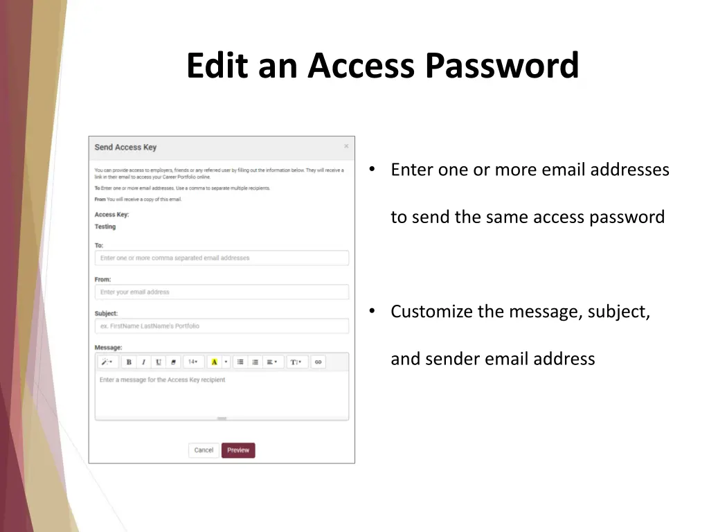 edit an access password