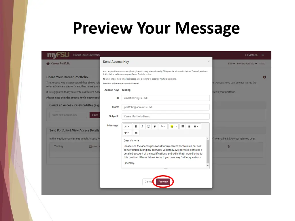 preview your message
