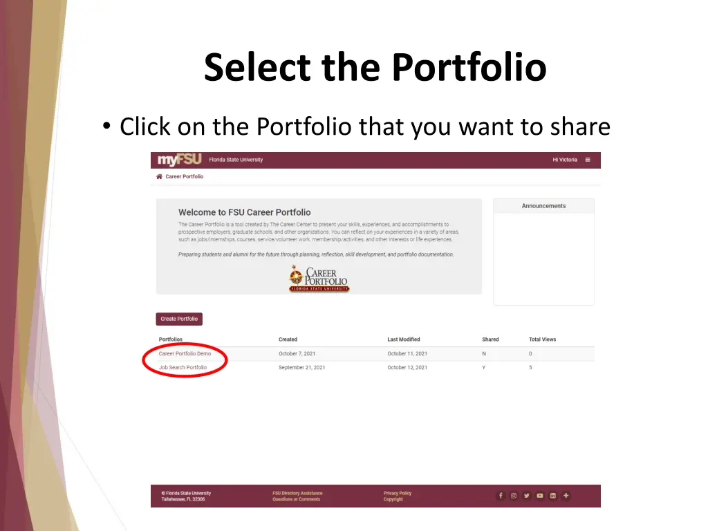 select the portfolio