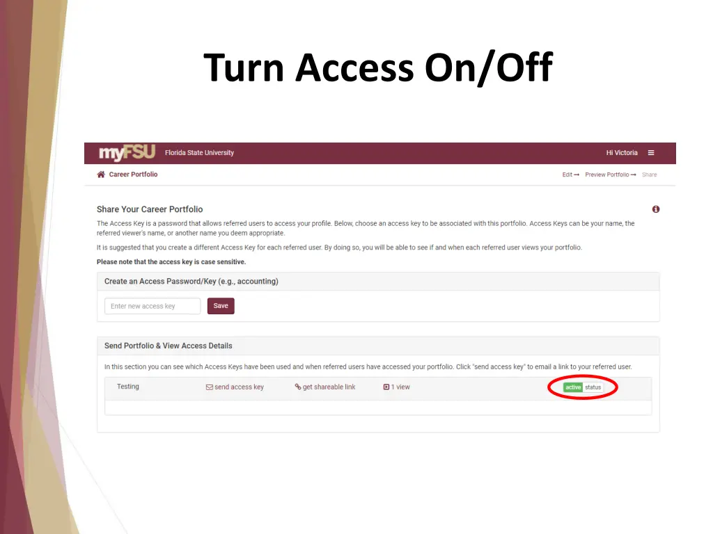 turn access on off