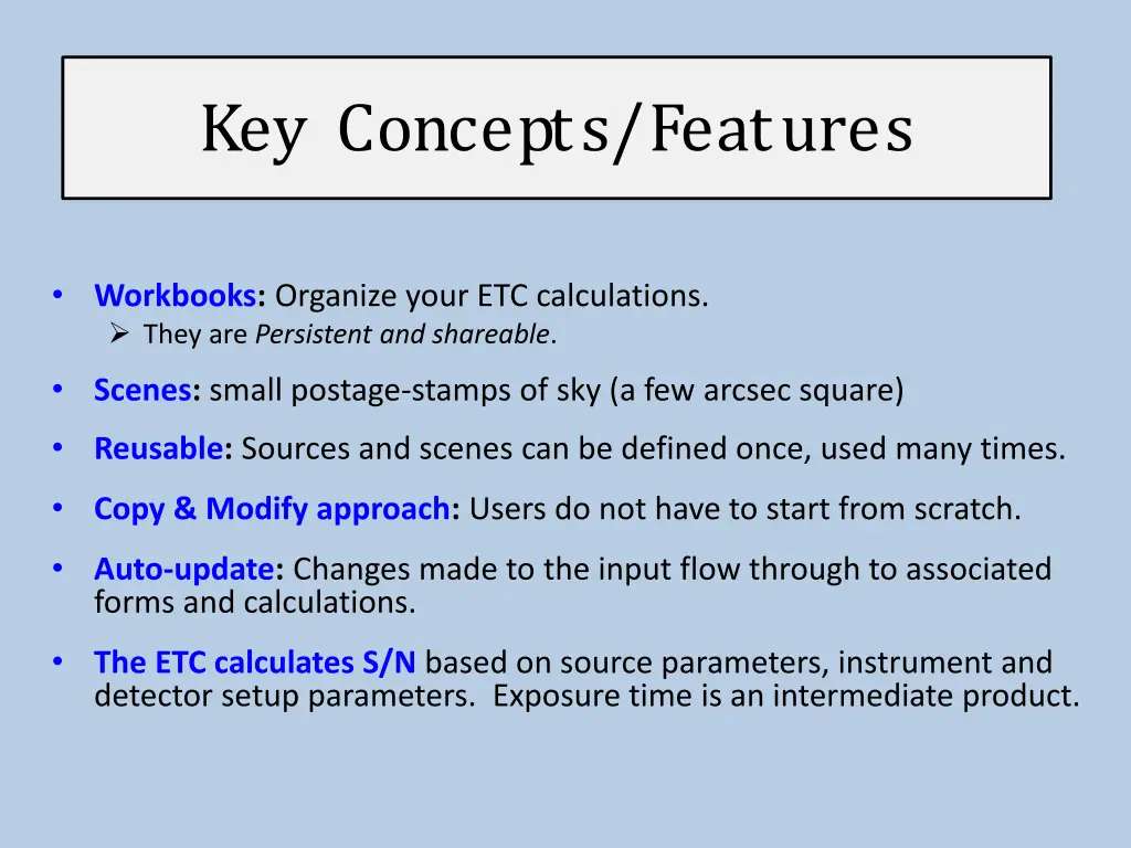 key concepts features