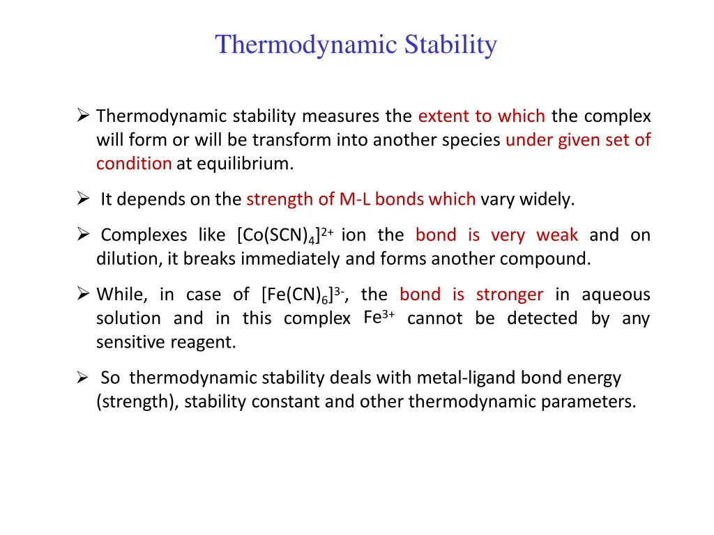 thermodynamic stability