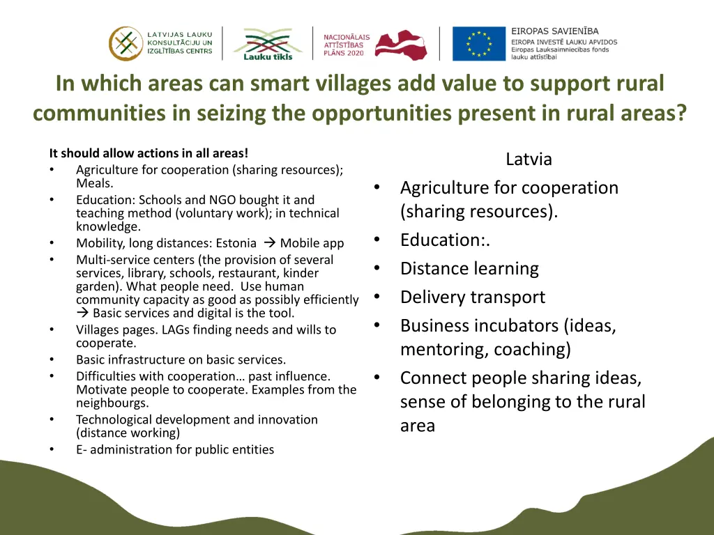 in which areas can smart villages add value 1