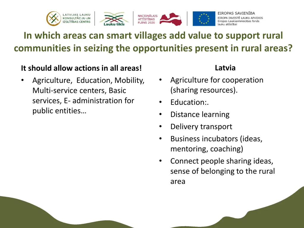 in which areas can smart villages add value