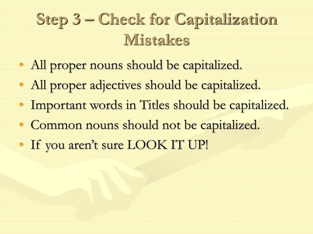 step 3 check for capitalization mistakes