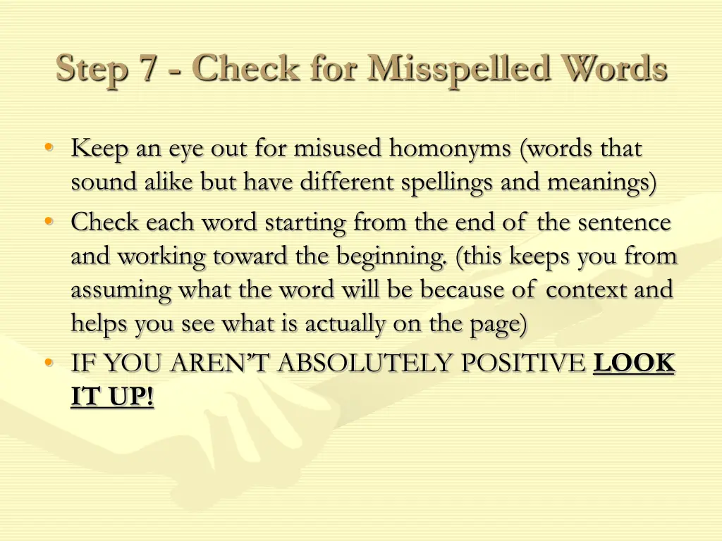 step 7 check for misspelled words