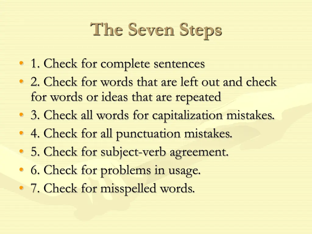the seven steps