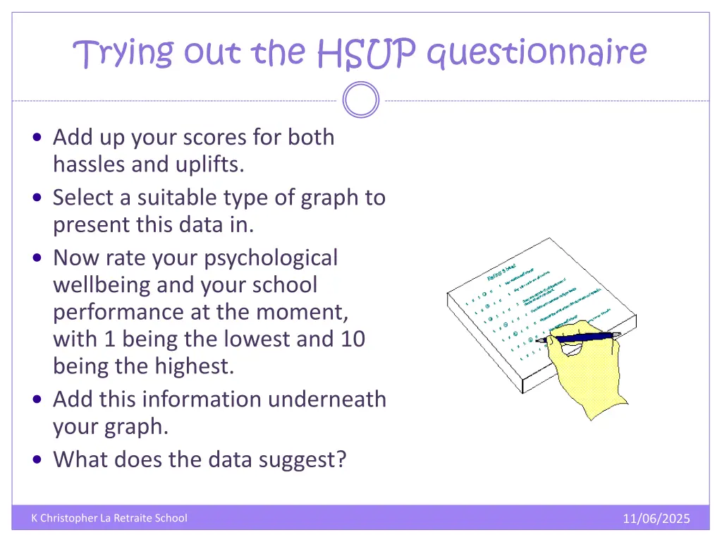 trying out the hsup questionnaire