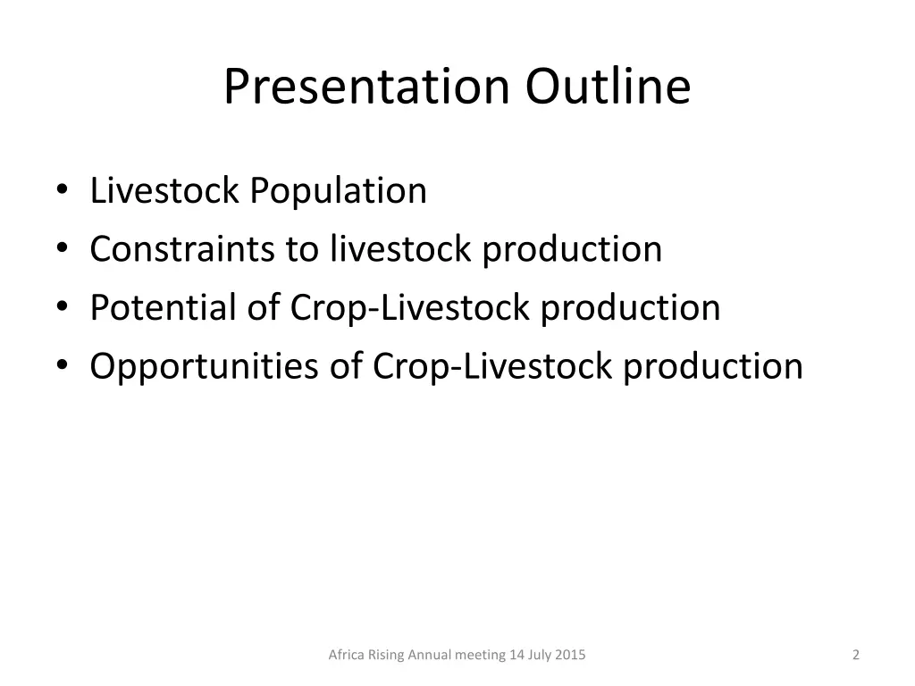 presentation outline