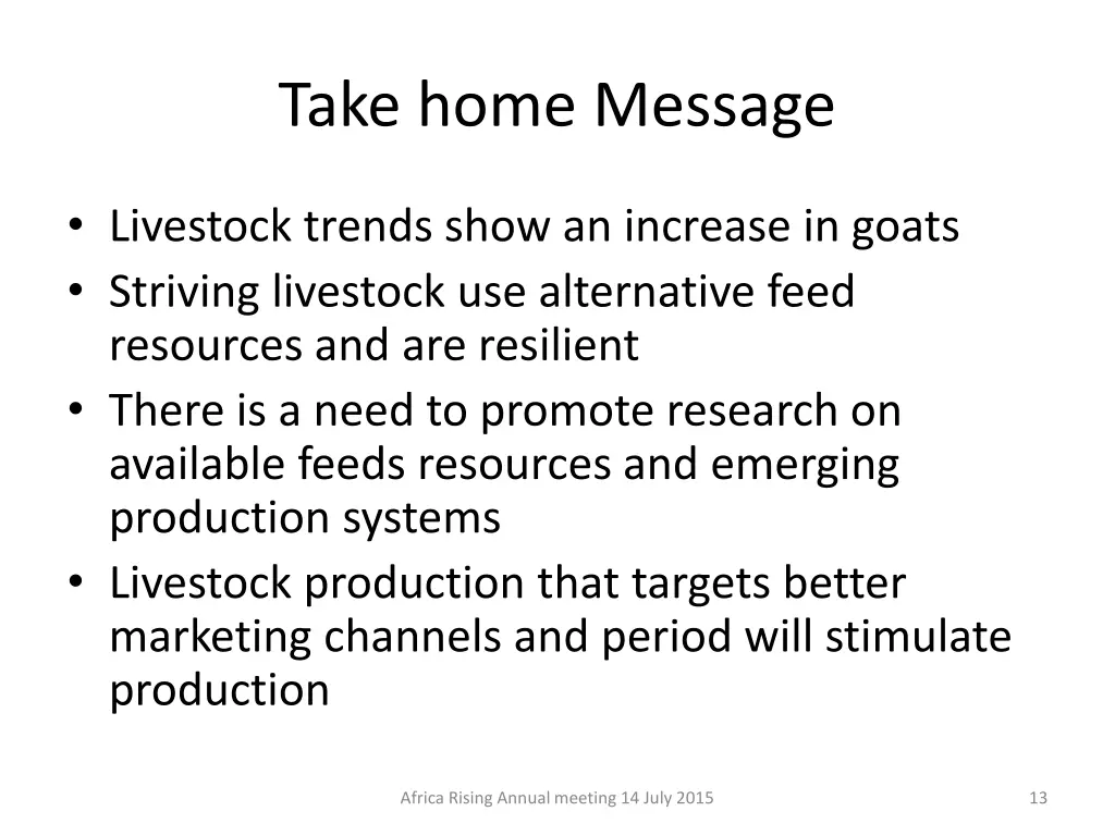 take home message