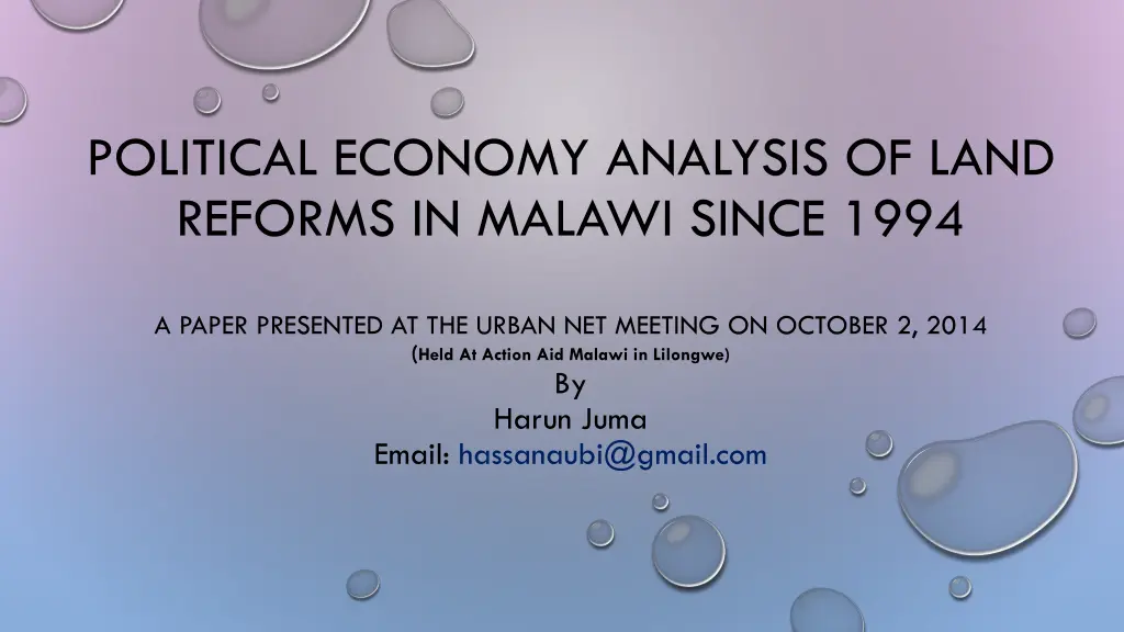political economy analysis of land reforms