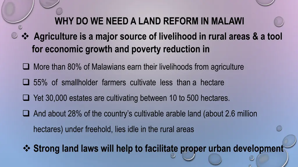 why do we need a land reform in malawi