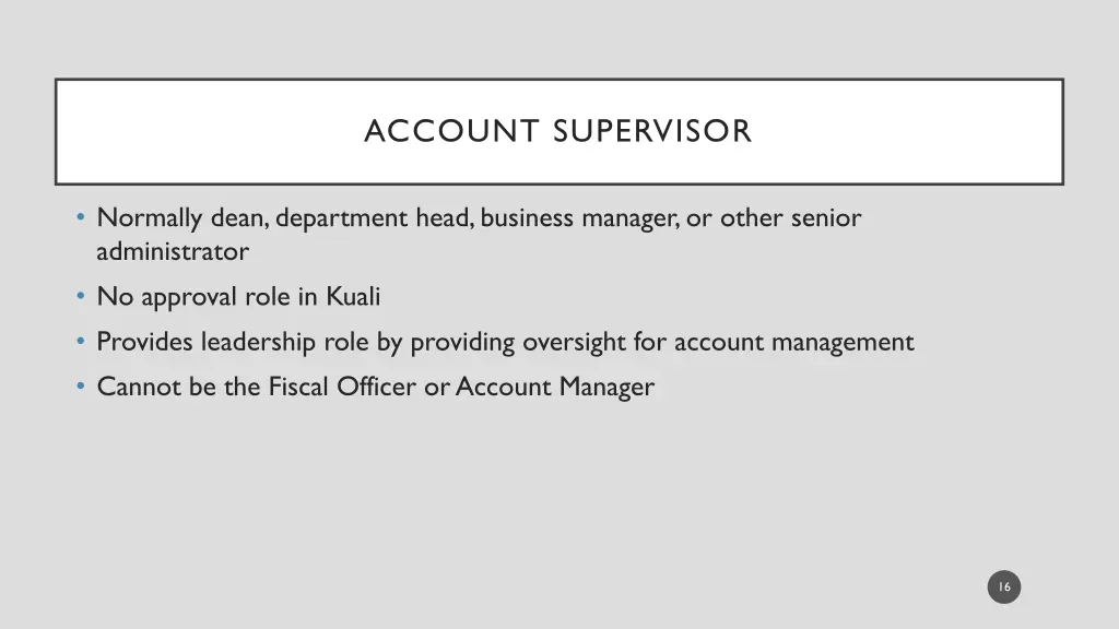 account supervisor