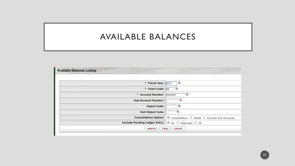 available balances