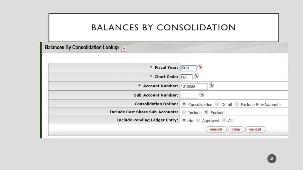 balances by consolidation