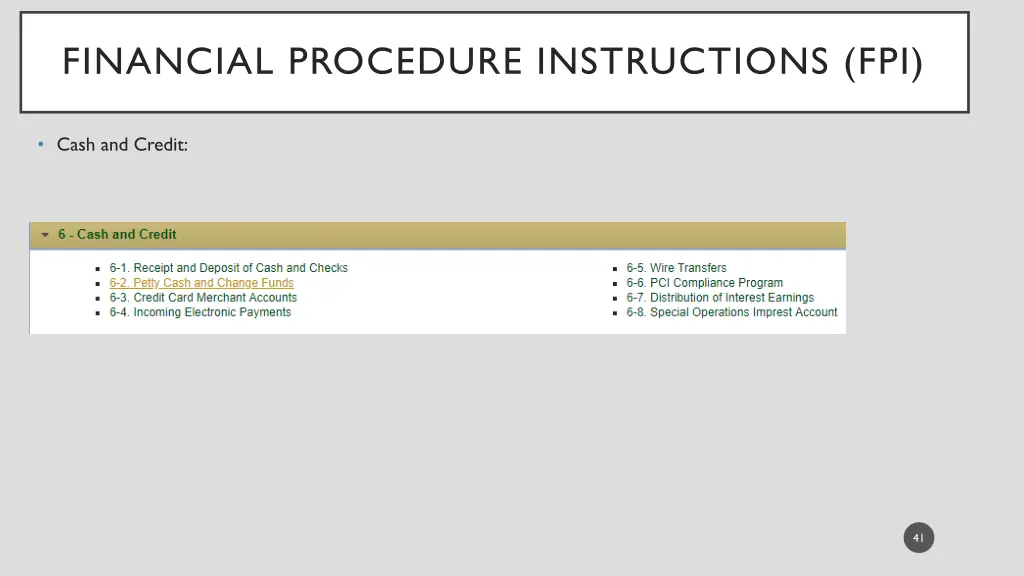 financial procedure instructions fpi 5
