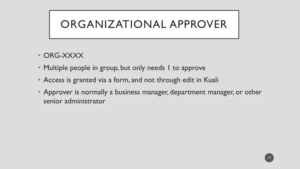 organizational approver