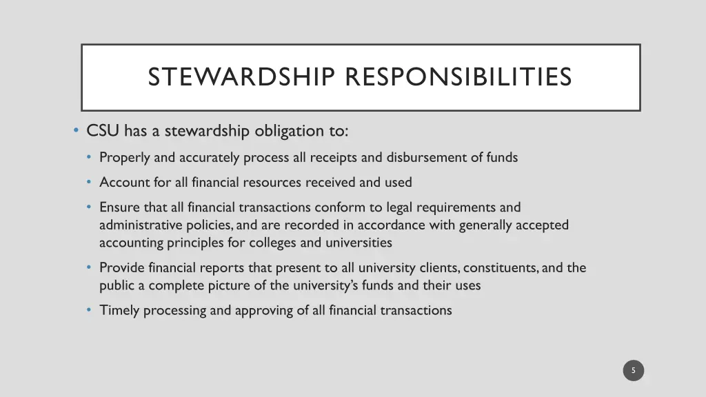 stewardship responsibilities