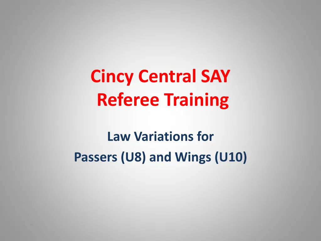 cincy central say referee training