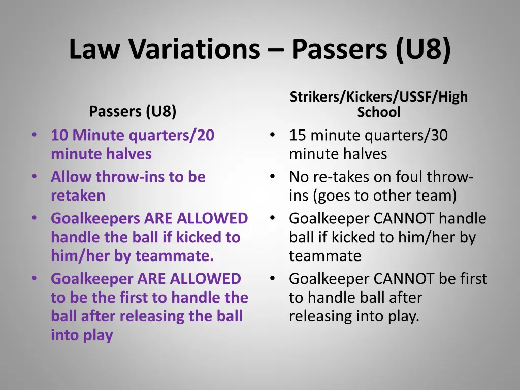 law variations passers u8 2
