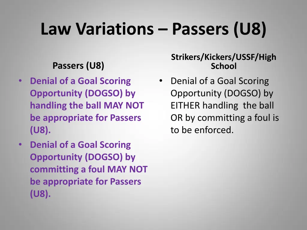 law variations passers u8 3