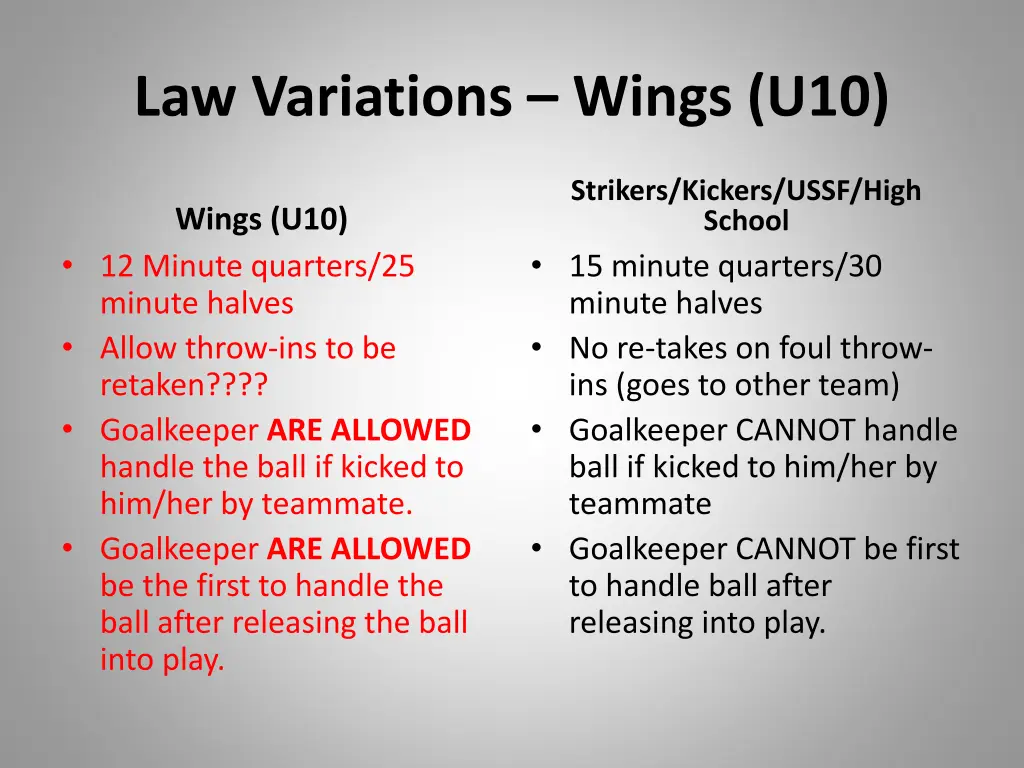 law variations wings u10 2