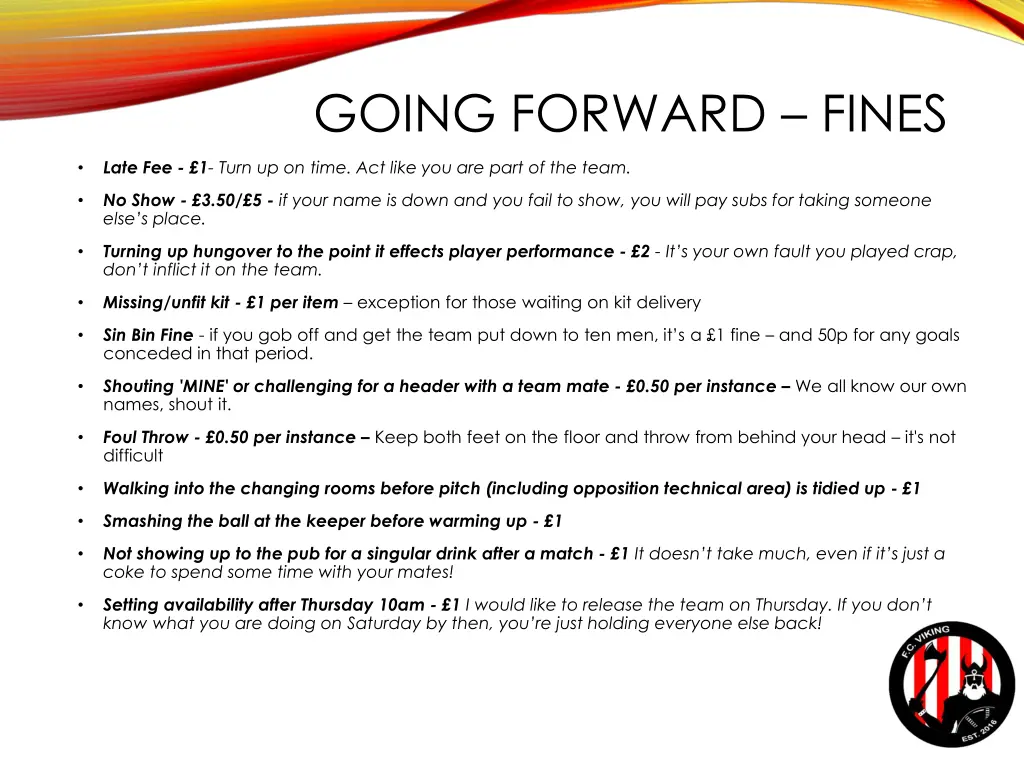 going forward fines