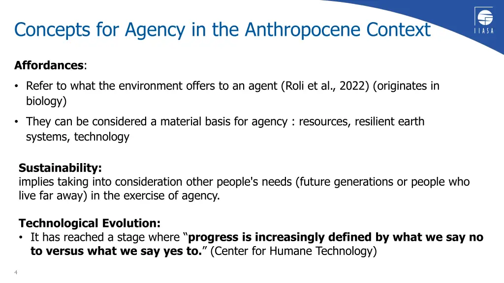 concepts for agency in the anthropocene context
