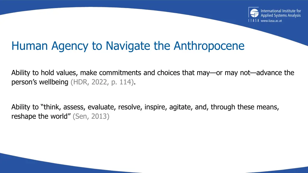 human agency to navigate the anthropocene