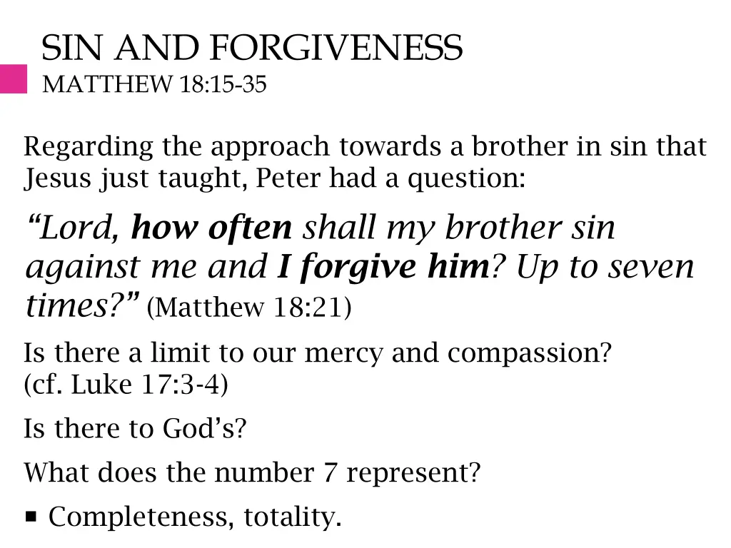 sin and forgiveness matthew 18 15 35
