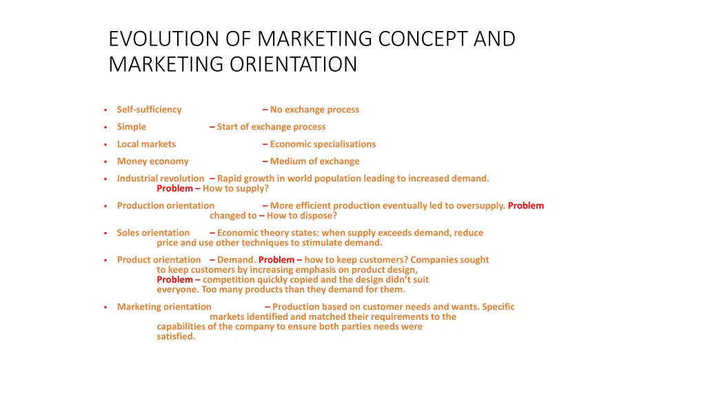 evolution of marketing concept and marketing