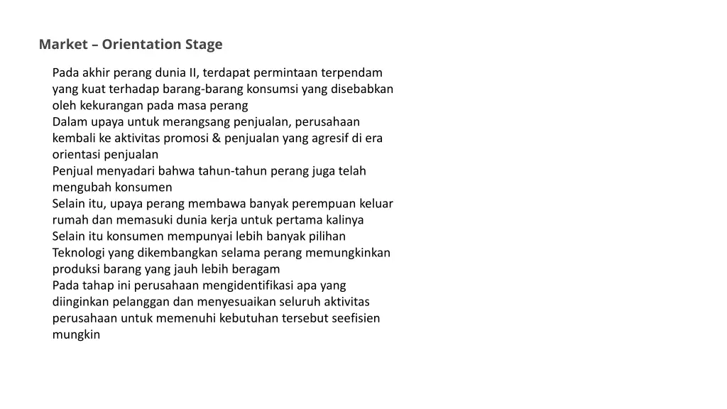 market orientation stage