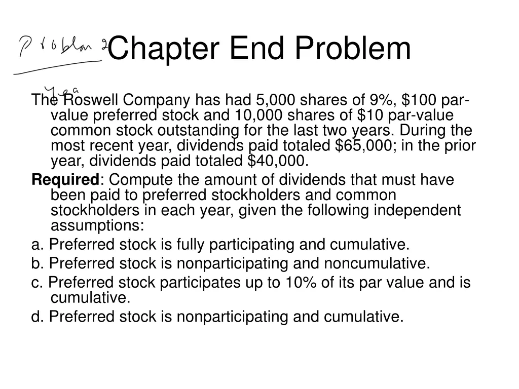 chapter end problem 1