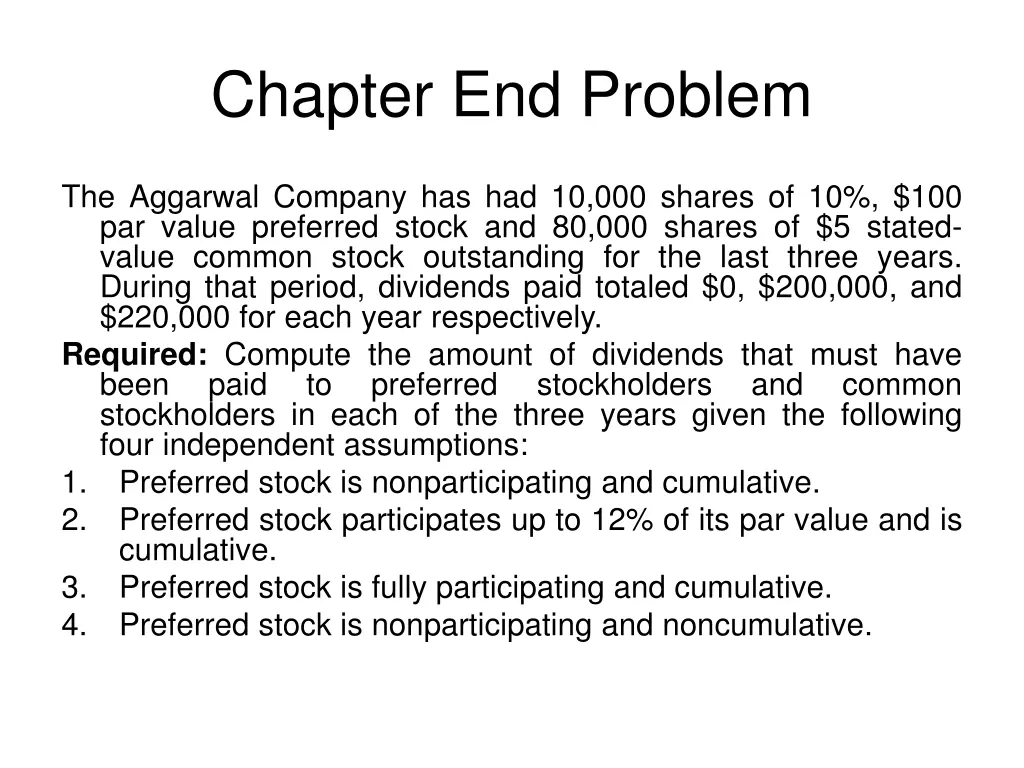 chapter end problem