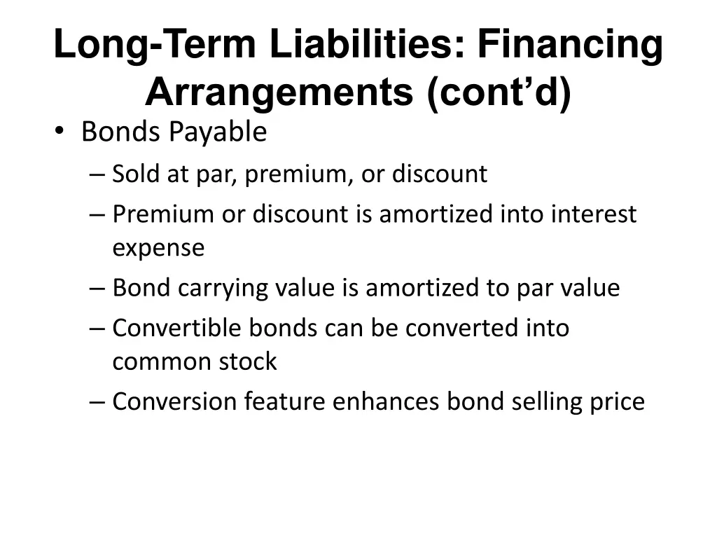 long term liabilities financing arrangements cont