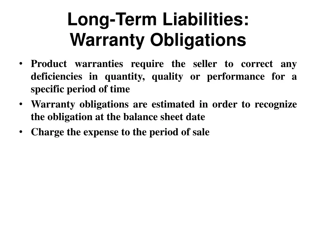long term liabilities warranty obligations