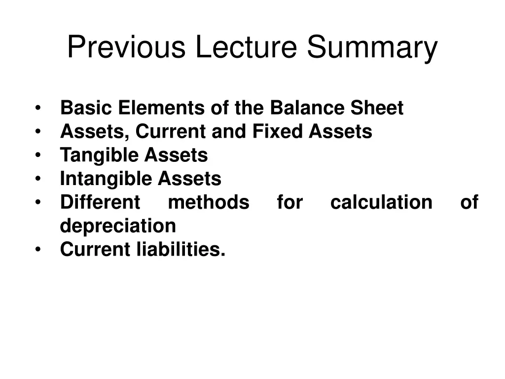 previous lecture summary