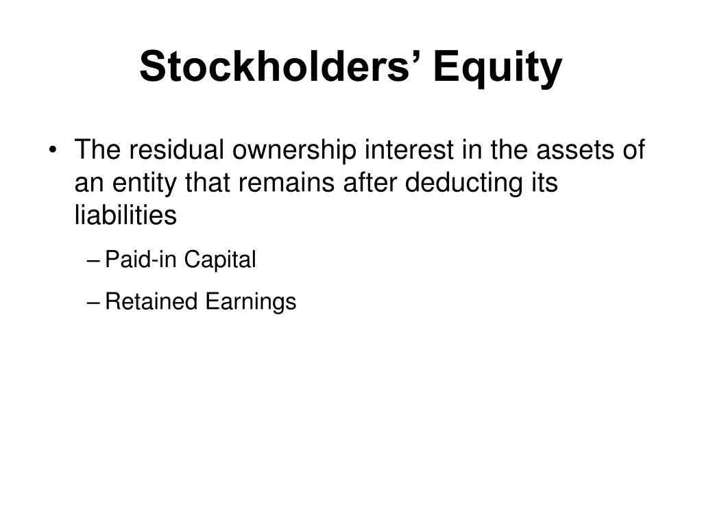 stockholders equity