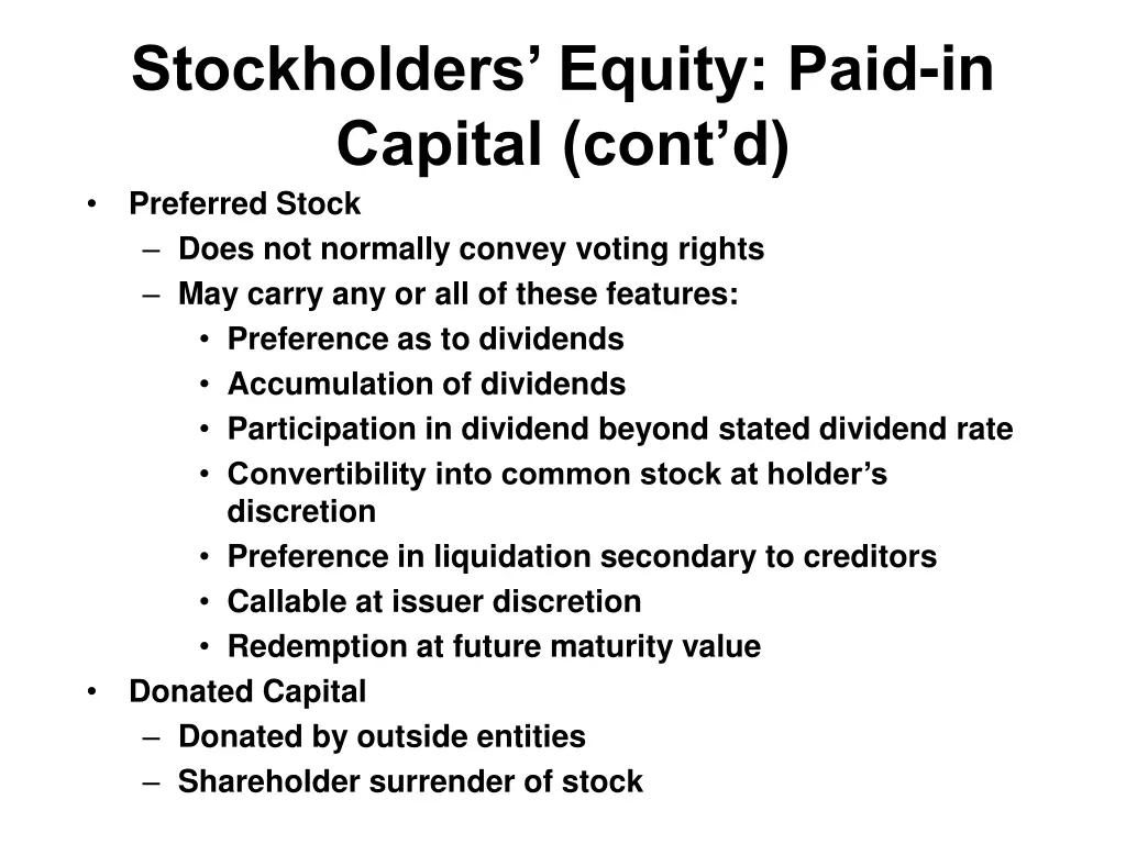 stockholders equity paid in capital cont
