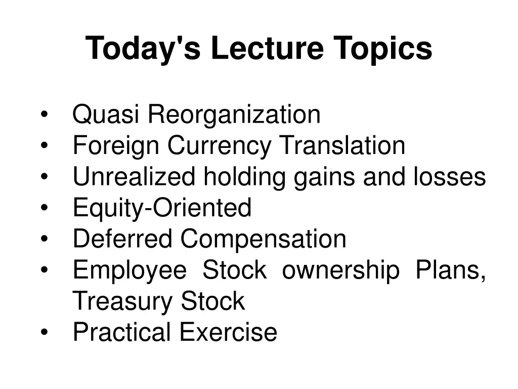 today s lecture topics