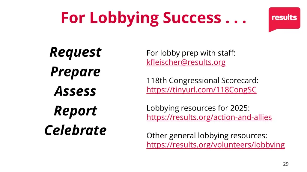 for lobbying success