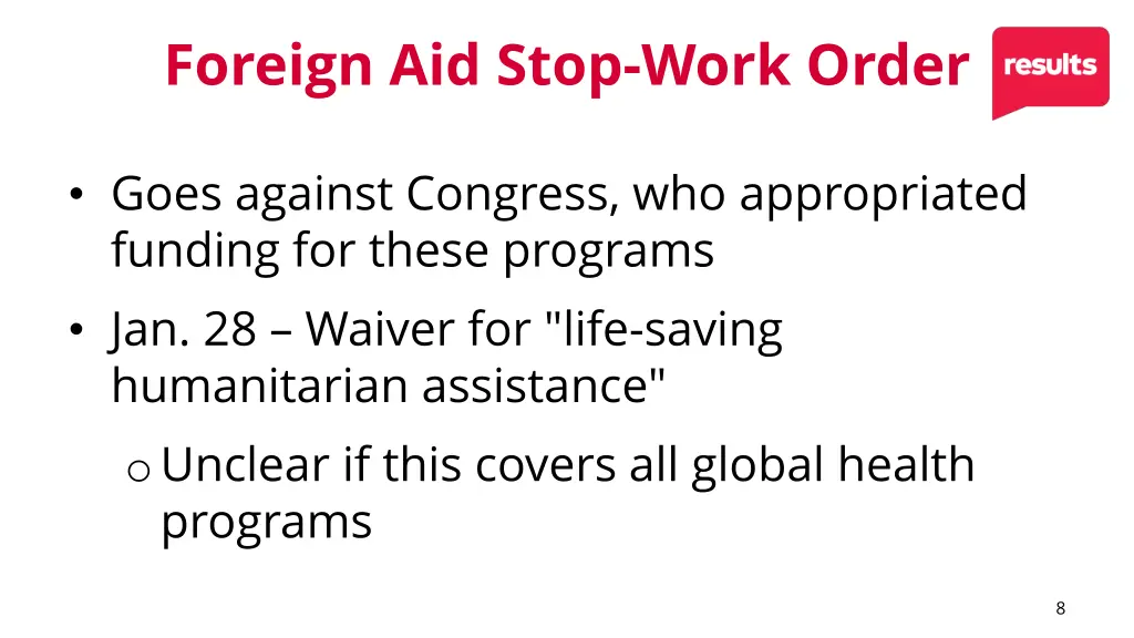 foreign aid stop work order 1