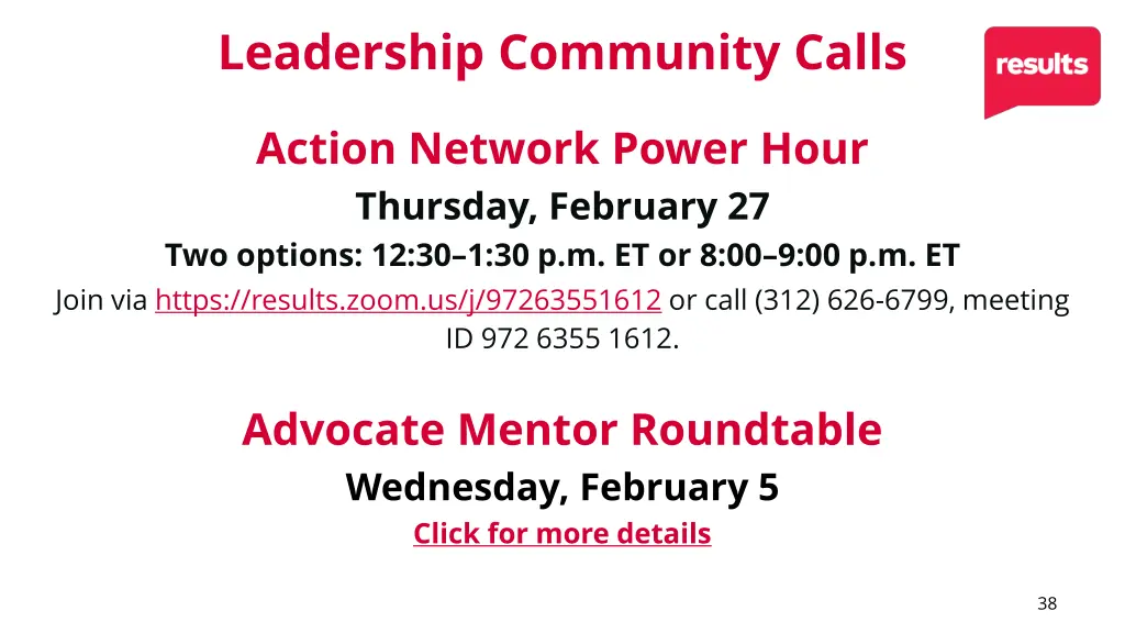 leadership community calls