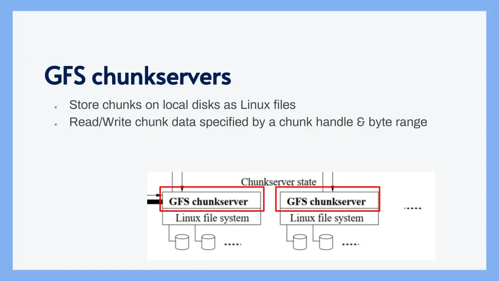 gfs gfs chunkservers chunkservers